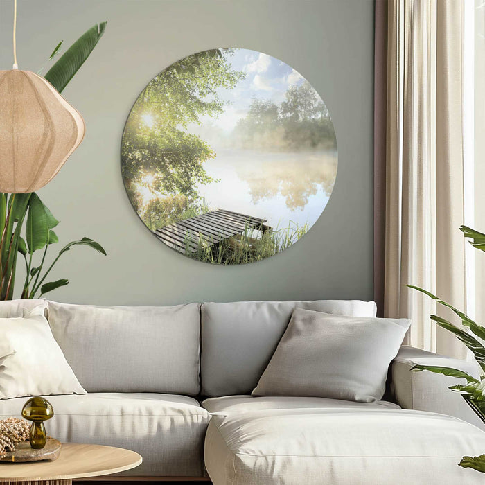 Reinders - Ochtend aan het water - Glasschilderij Ø 70 cm - Groen