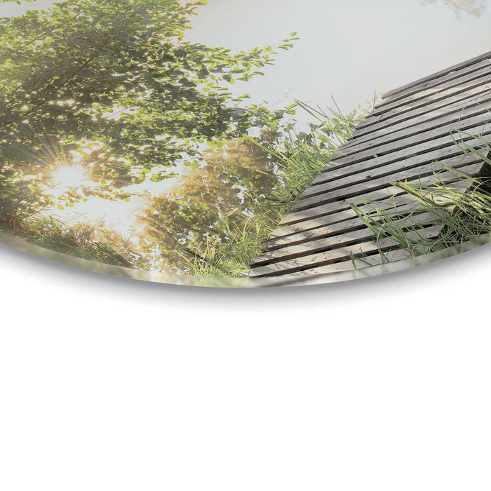 Reinders - Ochtend aan het water - Glasschilderij Ø 70 cm - Groen