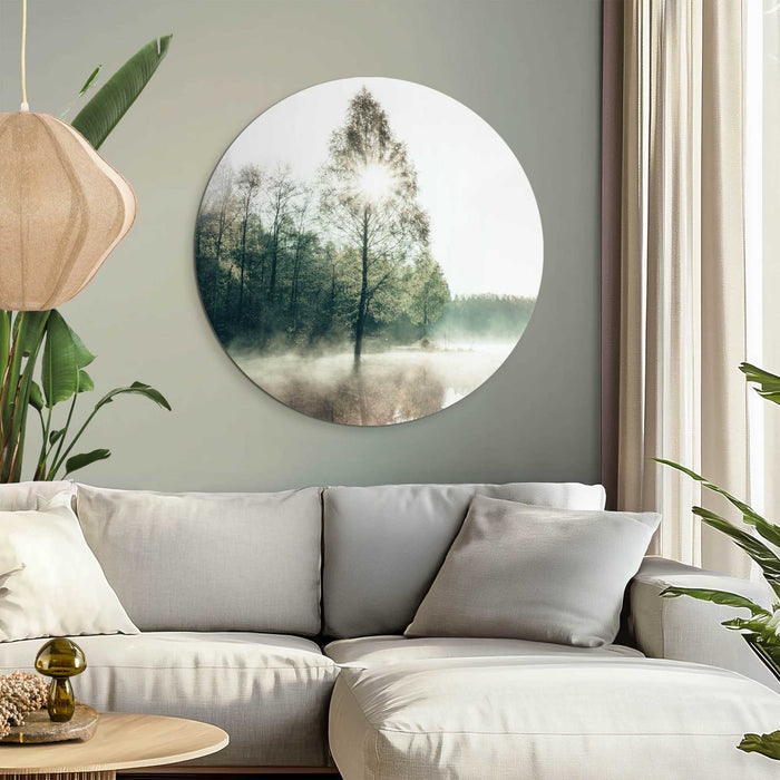 Reinders - Zon door de boom - Glasschilderij Ø 70 cm - Groen