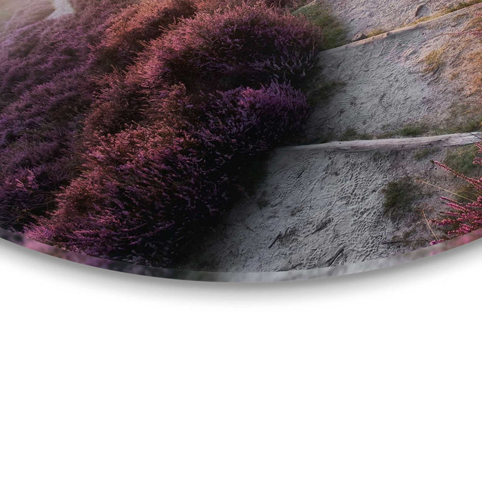 Reinders - Wandelpad langs de heide - Glasschilderij Ø 70 cm - Paars