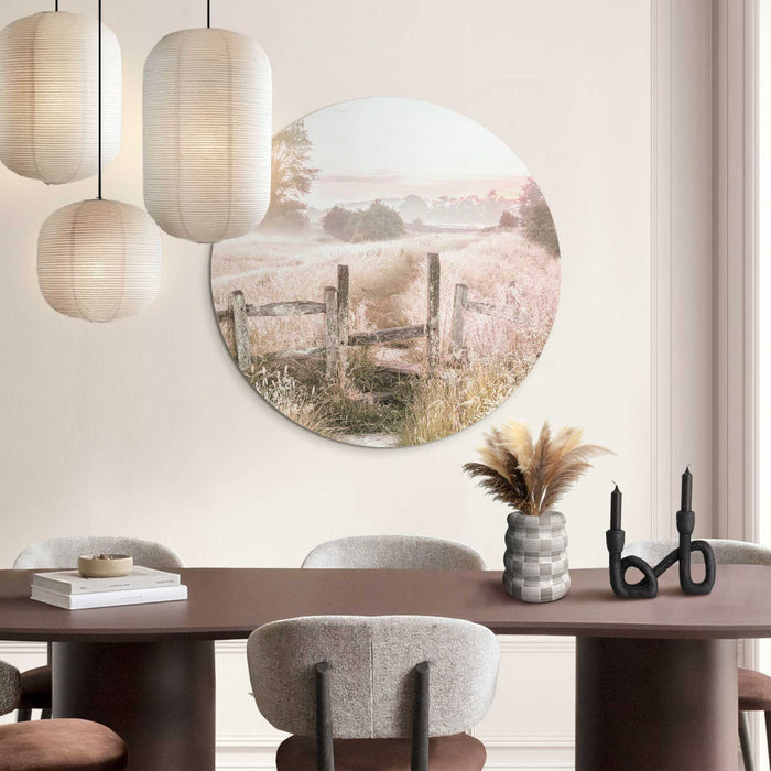 Reinders - Ochtenddauw in de weide - Glasschilderij Ø 70 cm - Beige