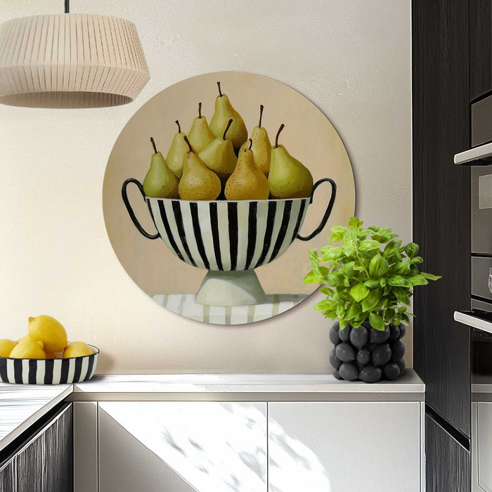 Reinders - Schaal met peren - Glasschilderij Ø 70 cm - Groen