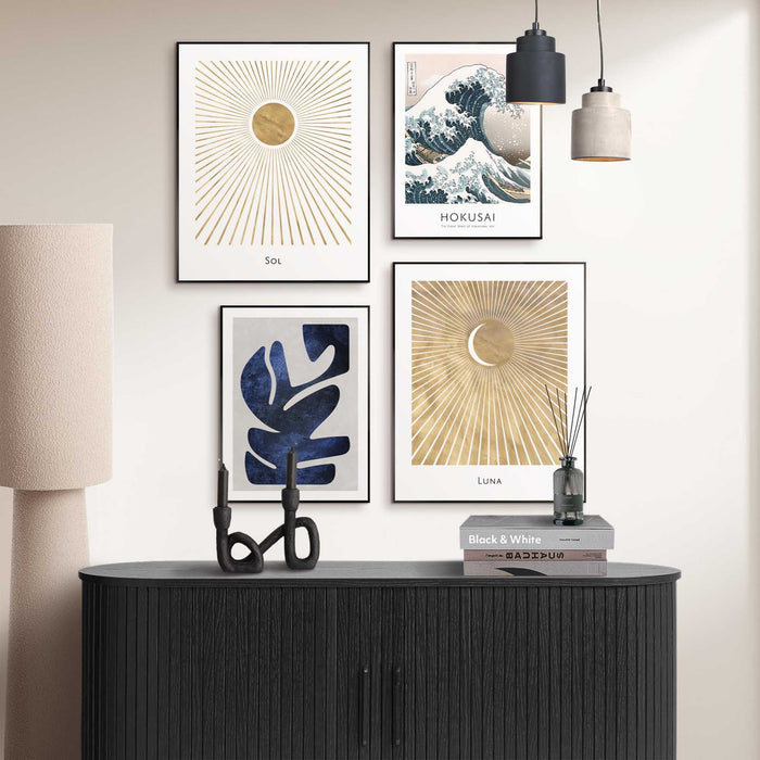 Reinders - Hokusai de grote golf set - Wanddecoratieset in verschillende formaten 40x50 cm - Blauw