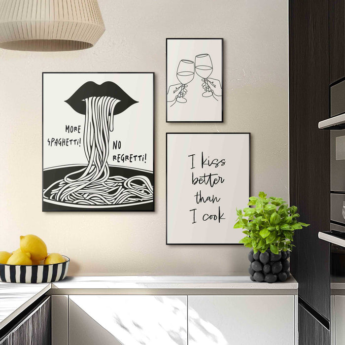 Reinders - Italiaans diner - Wanddecoratieset in verschillende formaten 40x50 cm - Zwart-Wit