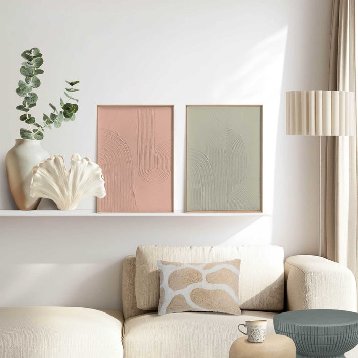 Reinders - Zachte lijnen - Abstracte wanddecoratie set met structuur 30x40 cm - Bont