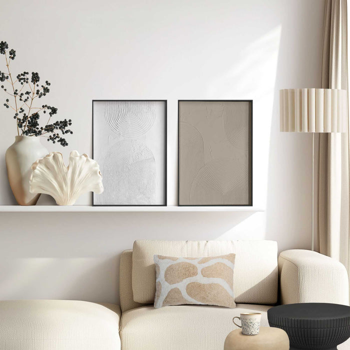 Reinders - Reliëf bogen - Abstracte wanddecoratie set met structuur 30x40 cm - Zwart-Wit