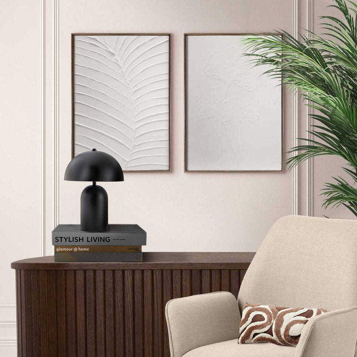 Reinders - Minimalistische bladeren - Abstracte wanddecoratie set met structuur 30x40 cm - Wit