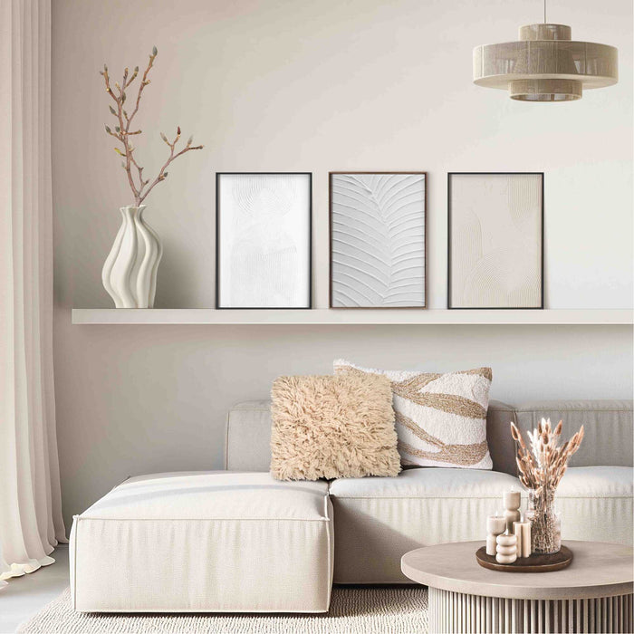 Reinders - Organische Patronen - Abstracte wanddecoratie set met structuur 30x40 cm - Zwart-Wit