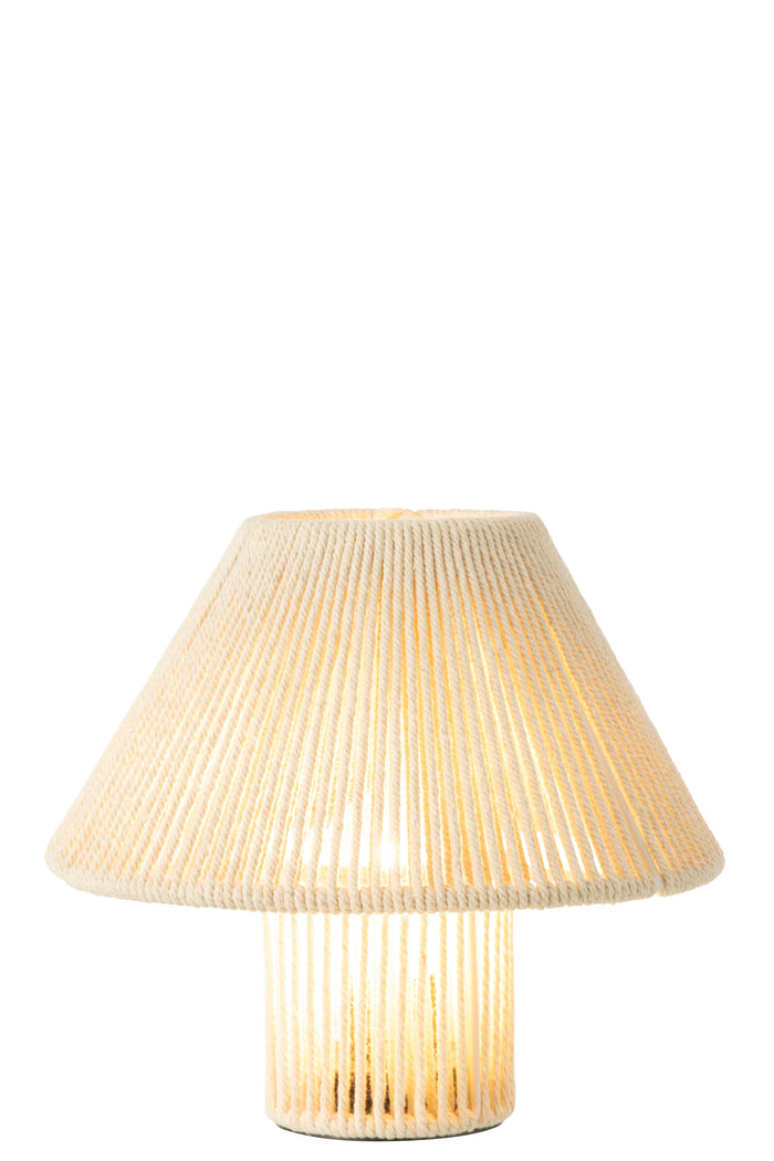 J-Line lamp - metaal|katoen - naturel - LED lichtjes