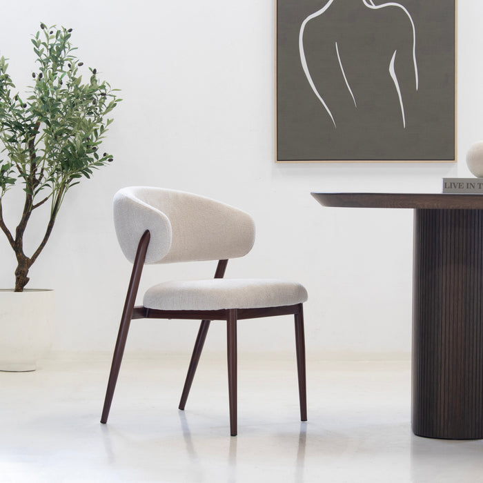 DÉJA Living - Eetkamerstoel - Stof - Beige|Walnoot - Skive - Set van 2