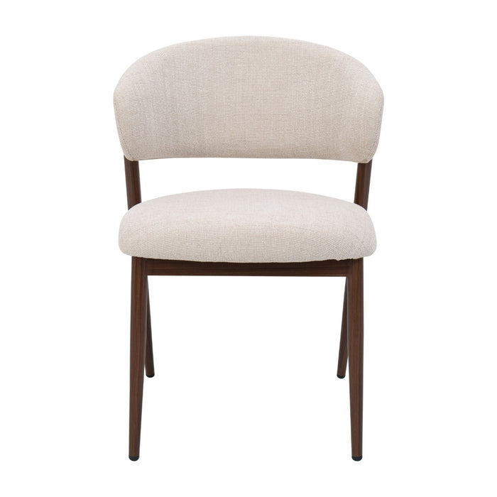 DÉJA Living - Eetkamerstoel - Stof - Beige|Walnoot - Skive - Set van 2