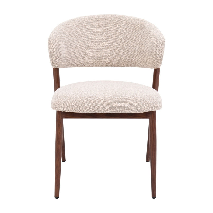 DÉJA Living - Eetkamerstoel - Stof - Zand|Walnoot - Skive - Set van 2