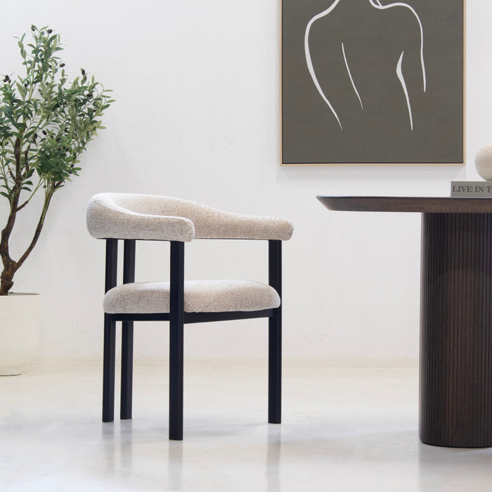 DÉJA Living - Eetkamerstoel - Stof - Taupe|Zwart - Odense - Set van 2