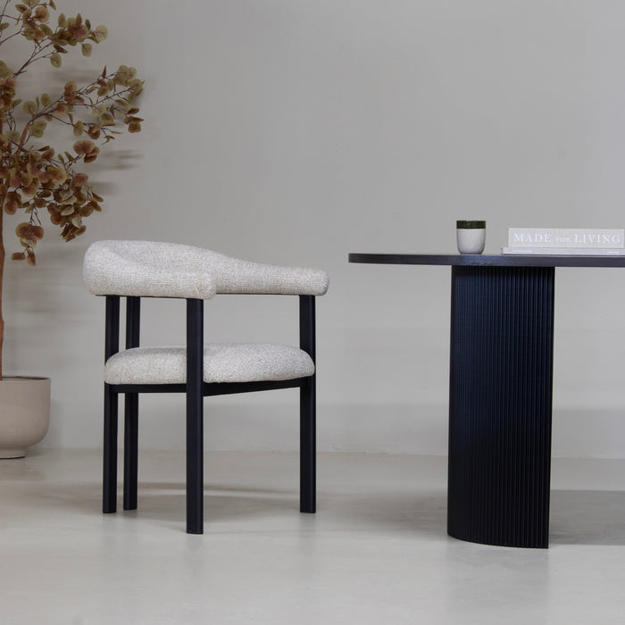 DÉJA Living - Eetkamerstoel - Stof - Taupe|Zwart - Odense - Set van 2