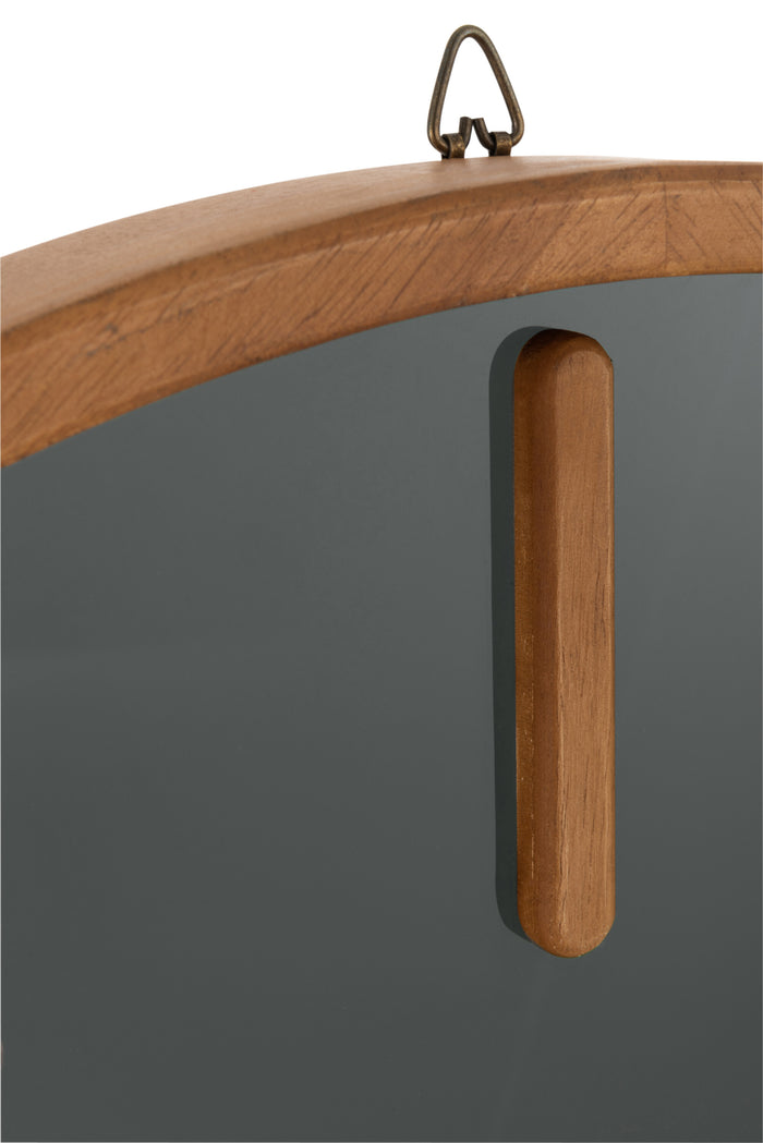 J-Line klok Rond - hout|glas - bruin|zwart - medium - Ø 60 c