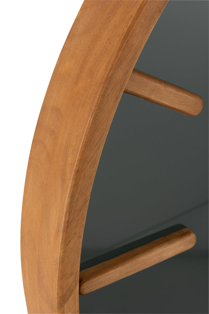 J-Line klok Rond - hout|glas - bruin|zwart - medium - Ø 60 c