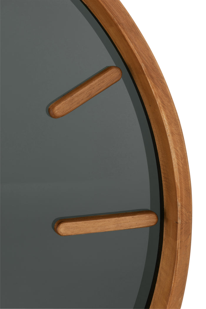 J-Line klok Rond - hout|glas - bruin|zwart - medium - Ø 60 c