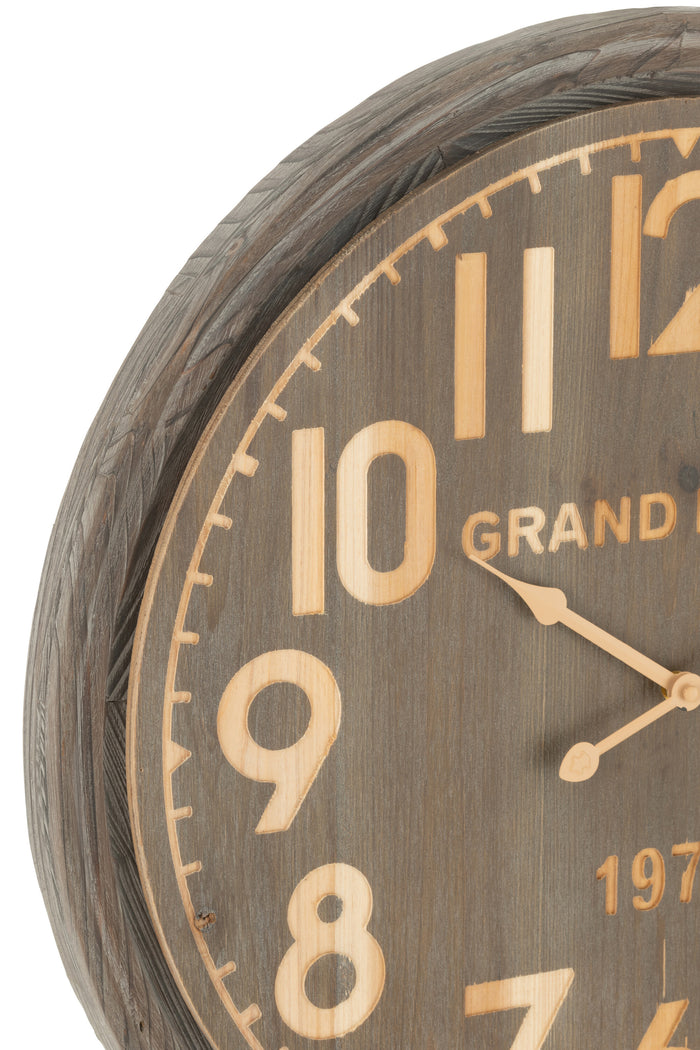 J-Line klok Grand Hotel - hout - naturel - small - Ø 58 cm