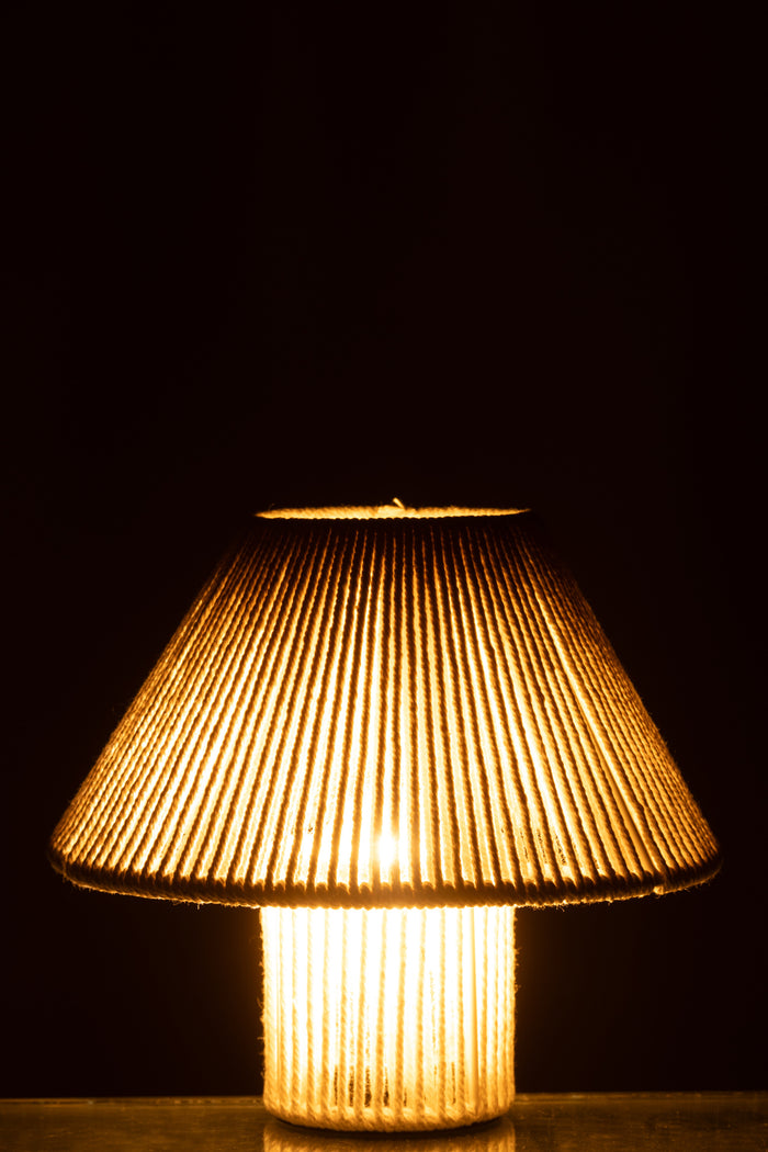 J-Line lamp - metaal|katoen - naturel - LED lichtjes