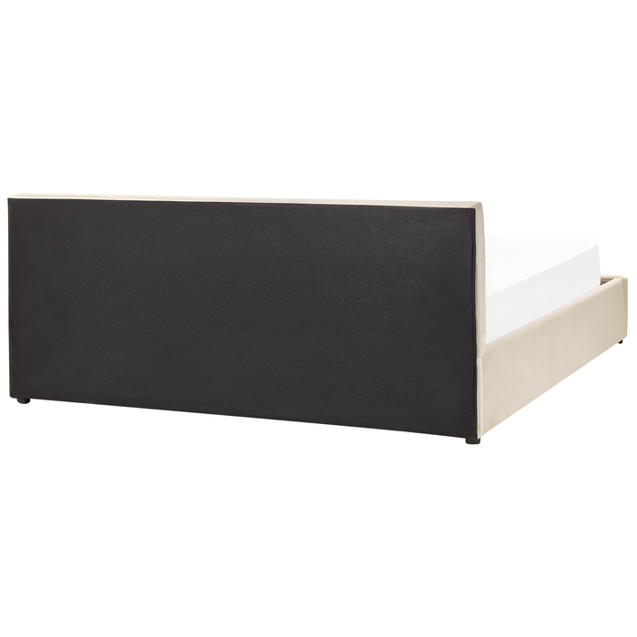 Beliani-BOUSSE-Tweepersoons boxspring-Lichtbeige-180 x 200 cm-Fluweel