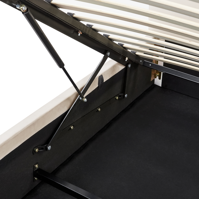 Beliani-BOUSSE-Tweepersoons boxspring-Lichtbeige-180 x 200 cm-Fluweel