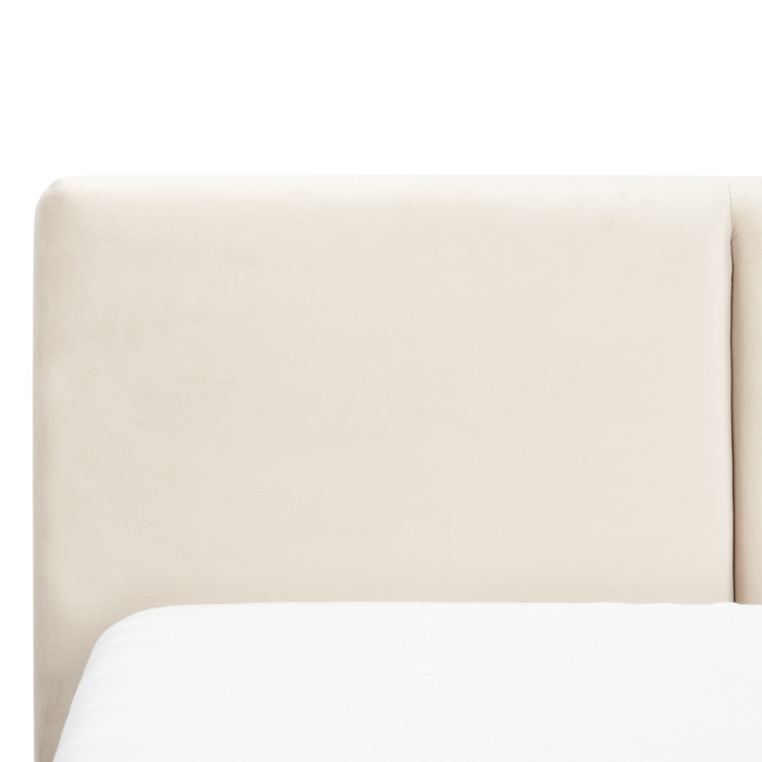 Beliani-BOUSSE-Tweepersoons boxspring-Lichtbeige-180 x 200 cm-Fluweel