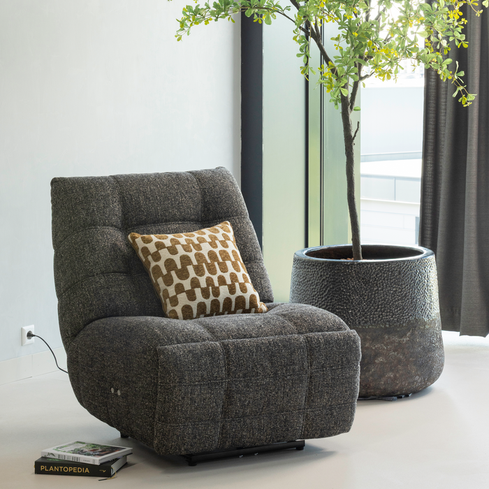 WOOOD Hein Relaxfauteuil Elektrisch - Geweven stof - Antraciet|Bruin