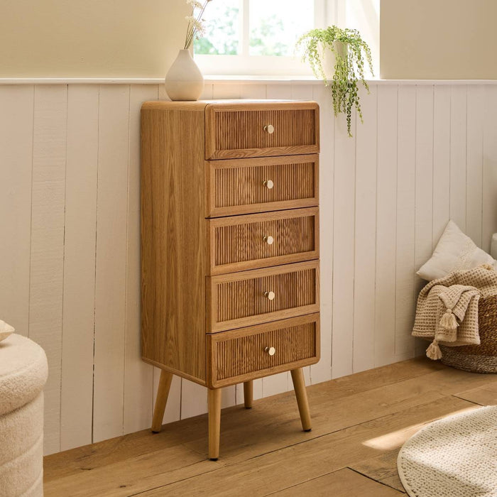 Calicosy - Hoog ladekast 5 laden AVA - H100 cm - Lamellen