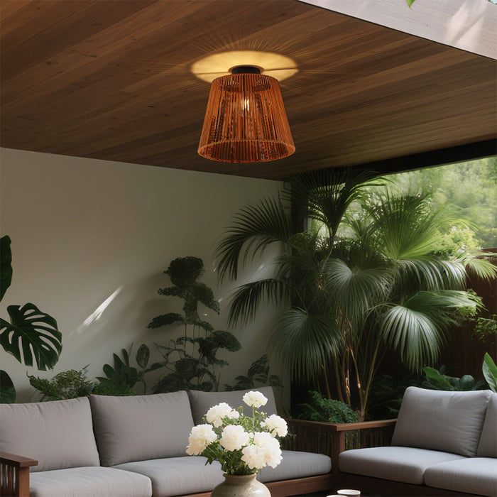 QAZQA Japandi buiten plafondlamp met oranje touw IP54 - Jayla