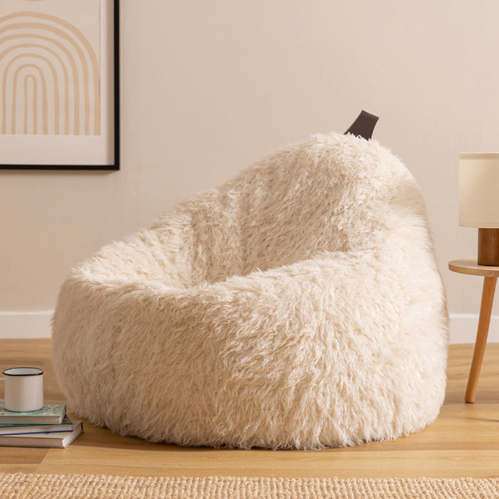 icon Cocoon Zitzak - Fluffy Pluche Imitatiebont - Wit