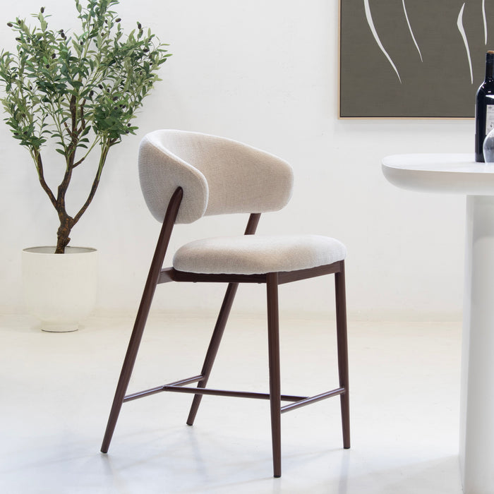 DÉJA Living - Barstoel Beige|Walnoot - 67cm - Skive - Set van 2