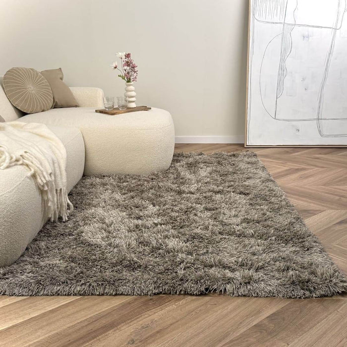 Hoogpolig vloerkleed Nika antraciet polyester - Interieur05