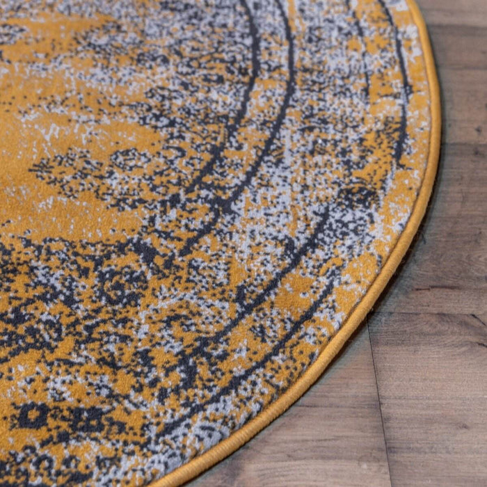 Vintage Vloerkleed Bloom rond - Geel - EVA Interior - 100 x 100 cm