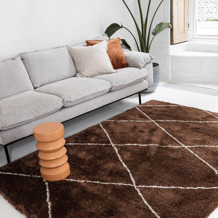 Interieur05 berber vloerkleed hoogpolig roest|cream - scandinavisch...