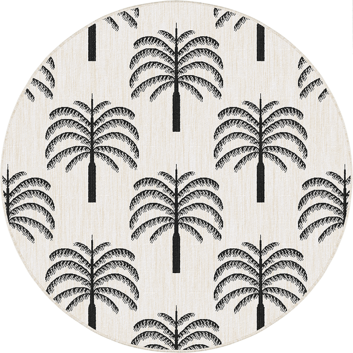 Rond buitenkleed Oase zwart|wit - Interieur05 - 200 x 200 cm