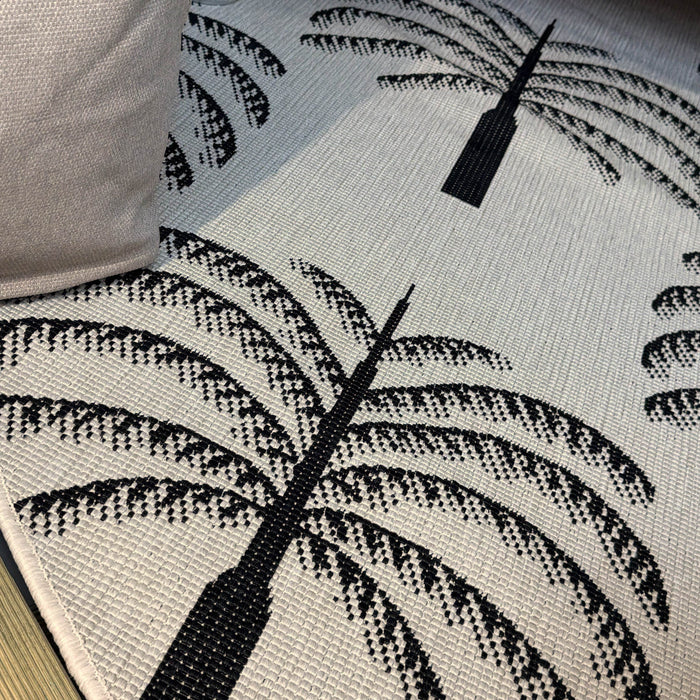 Rond buitenkleed Oase zwart|wit - Interieur05 - 200 x 200 cm