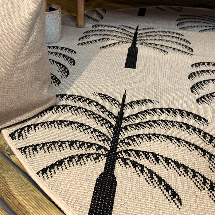 Rond buitenkleed Oase zwart|wit - Interieur05 - 200 x 200 cm