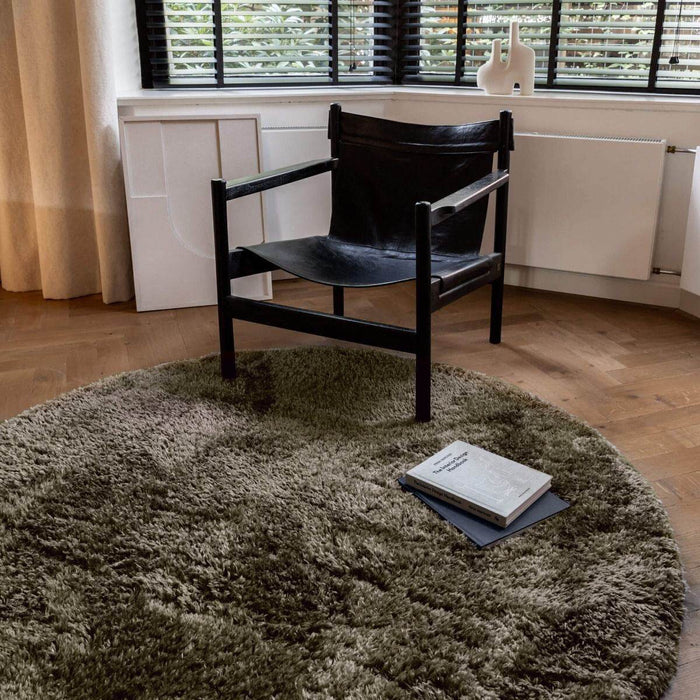 Interieur05 Rond Hoogpolig vloerkleed Fender Groen - 240 x 240 cm