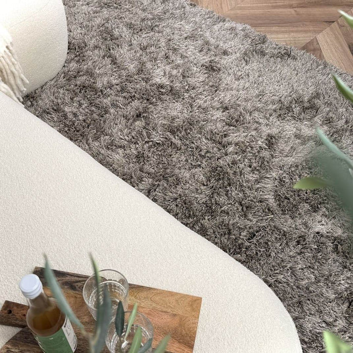 Hoogpolig vloerkleed Nika antraciet polyester - Interieur05