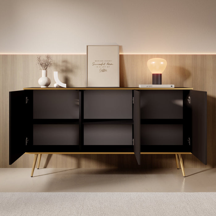 Meubella - Dressoir Orleans - Zwart - 160 cm