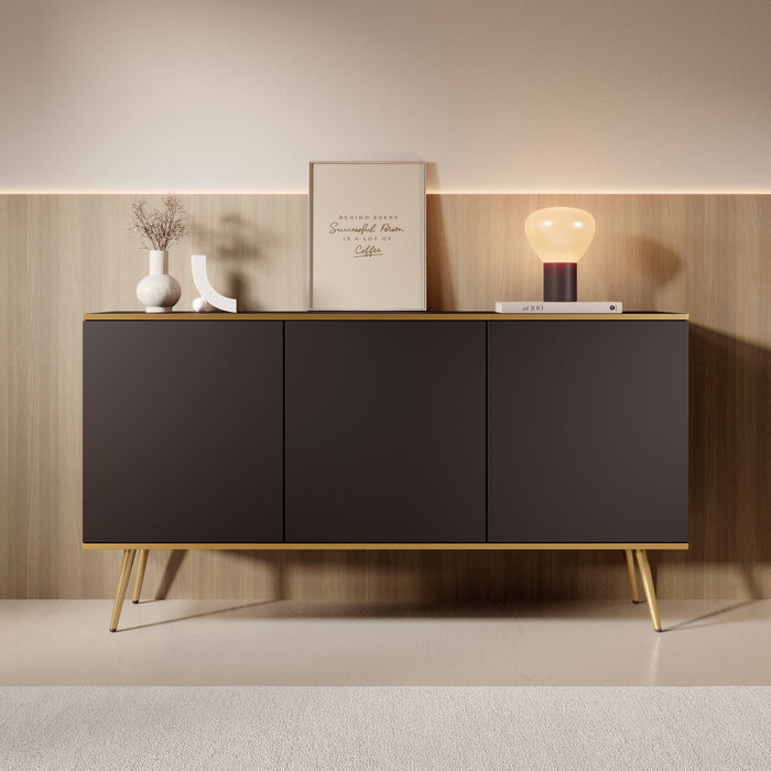 Meubella - Dressoir Orleans - Zwart - 160 cm