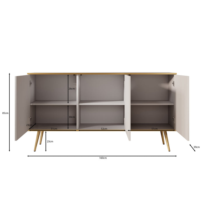 Meubella - Dressoir Orleans - Zwart - 160 cm