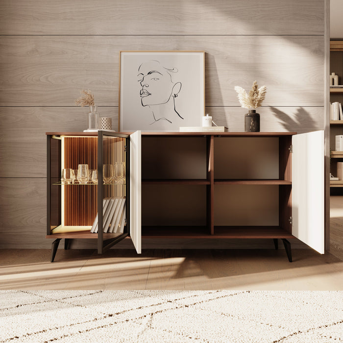 Meubella - Riverhead - Dressoir - Beige|Eiken - 154x39x80 cm