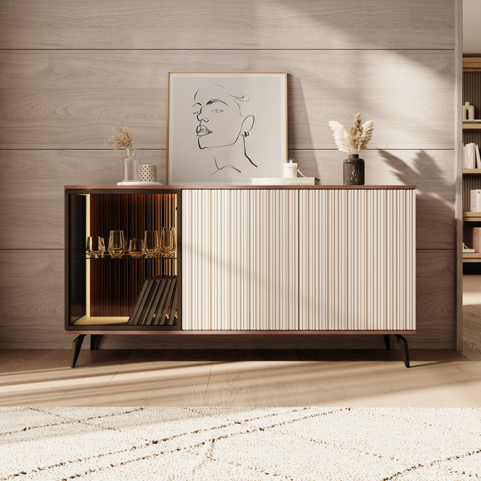 Meubella - Riverhead - Dressoir - Beige|Eiken - 154x39x80 cm