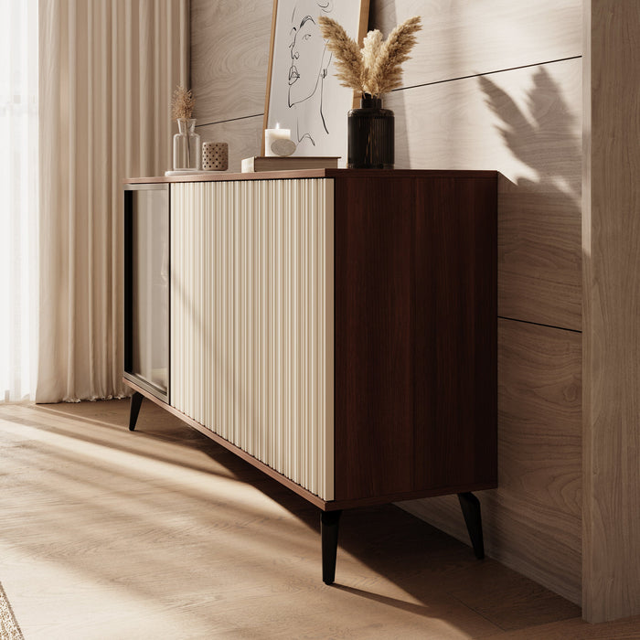 Meubella - Riverhead - Dressoir - Beige|Eiken - 154x39x80 cm