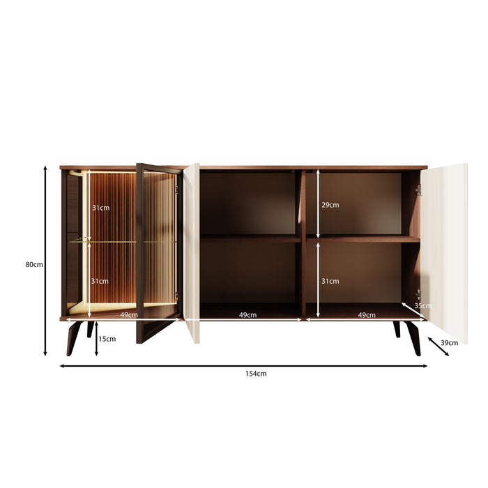 Meubella - Riverhead - Dressoir - Beige|Eiken - 154x39x80 cm