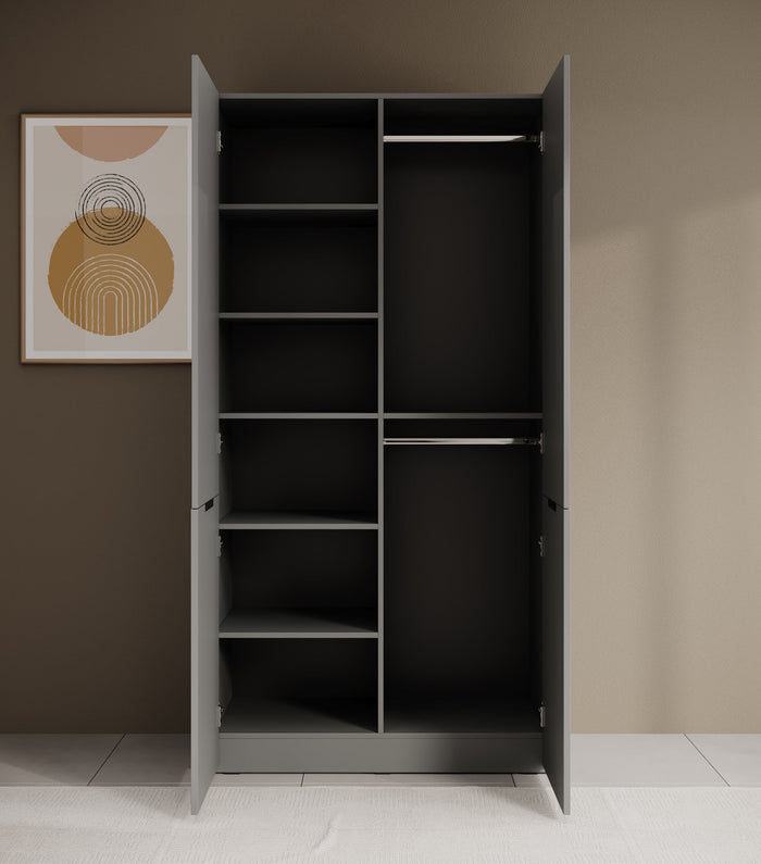 Meubella - Kledingkast Shelton - Grijs - 101 cm