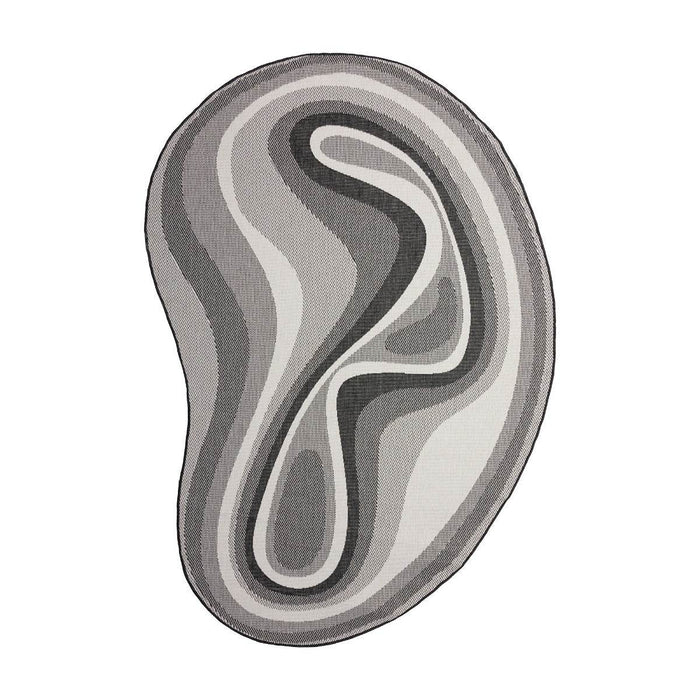 Interieur05 Organisch gevormd buitenkleed Loop Stone Zwart