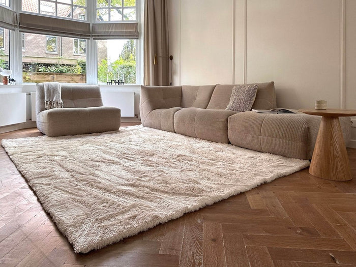 Hoogpolig vloerkleed Odelia beige|wit - Interieur05 - 230 x 160 cm