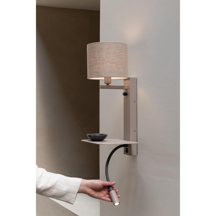 it's about RoMi Florence Wandlamp met Leeslamp - Bruin / Dark Linnen